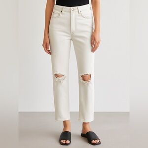 Citizens of Humanity Emerson Button Fly Straight Leg Jeans in White